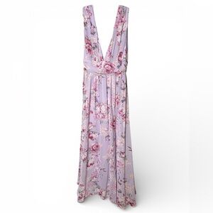 Lulu's Floral Maxi Dress in Light Purple and Pink